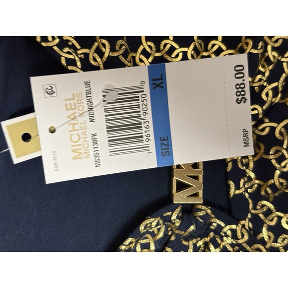Michael Kors Women’s Blue And Gold Dress Shirt XL New With Tags Retails $88 - Picture 3 of 4